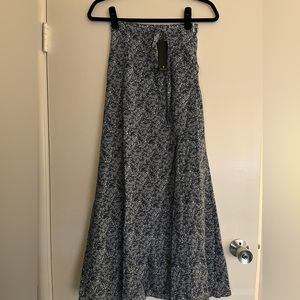 Lulus Beautiful Tempest Navy Blue Print Wrap Maxi Skirt XS